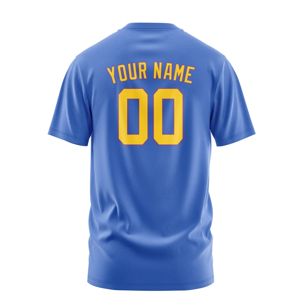 Custom Sky Blue Gold T-Shirt
