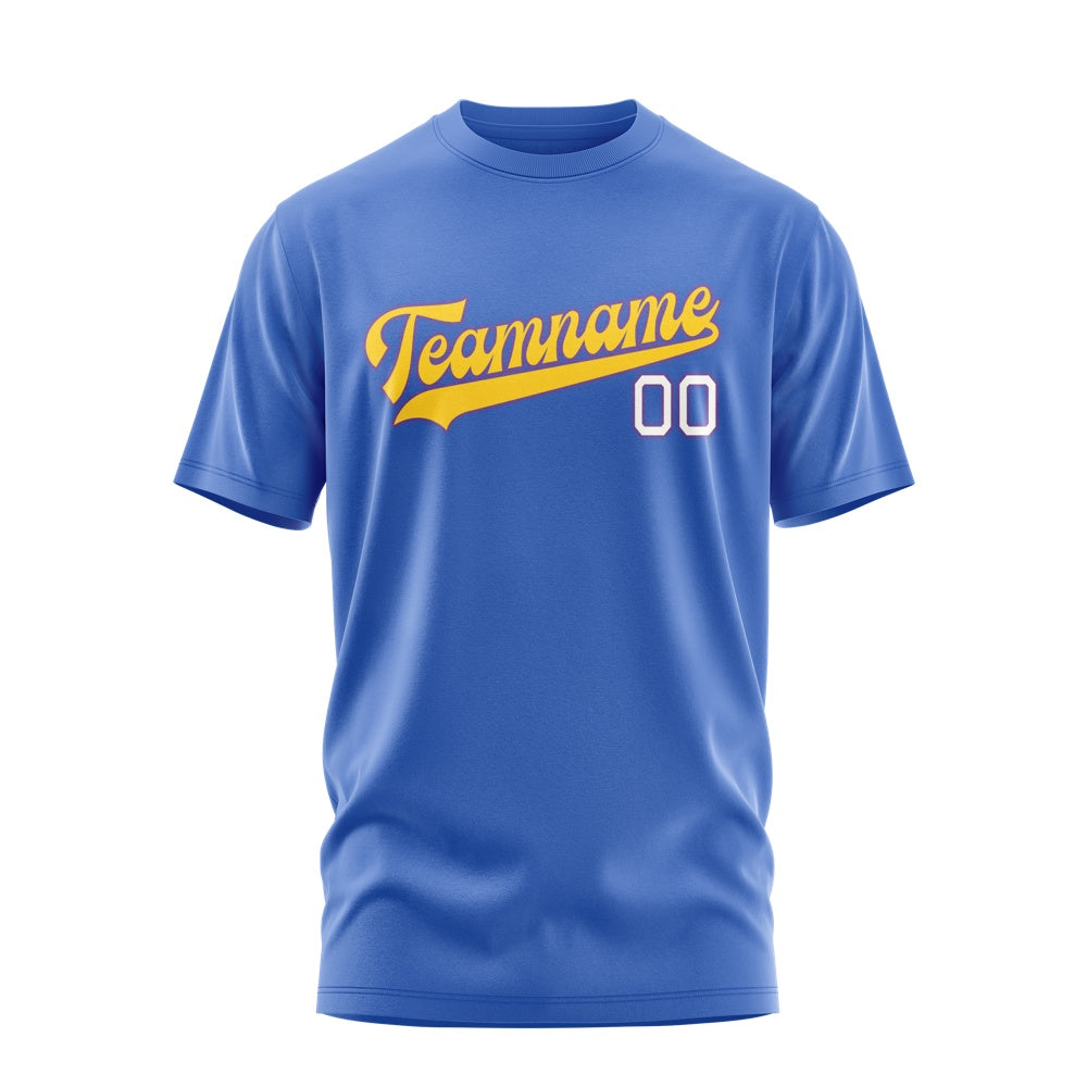 Custom Sky Blue Gold T-Shirt