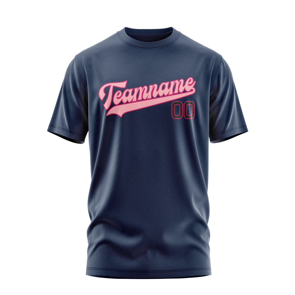Custom Blue Light Pink T-Shirt