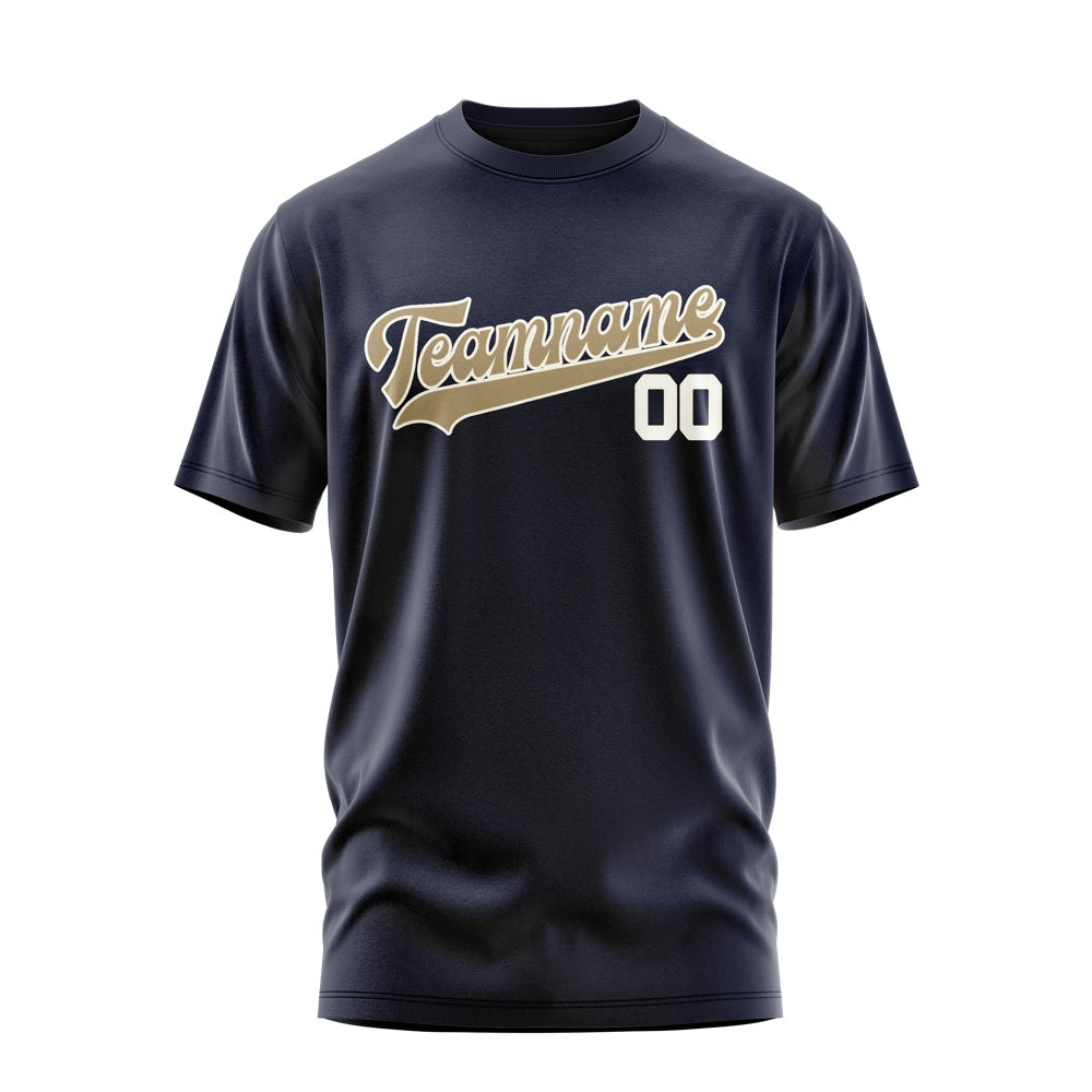 Custom Navy Light Khaki T-Shirt