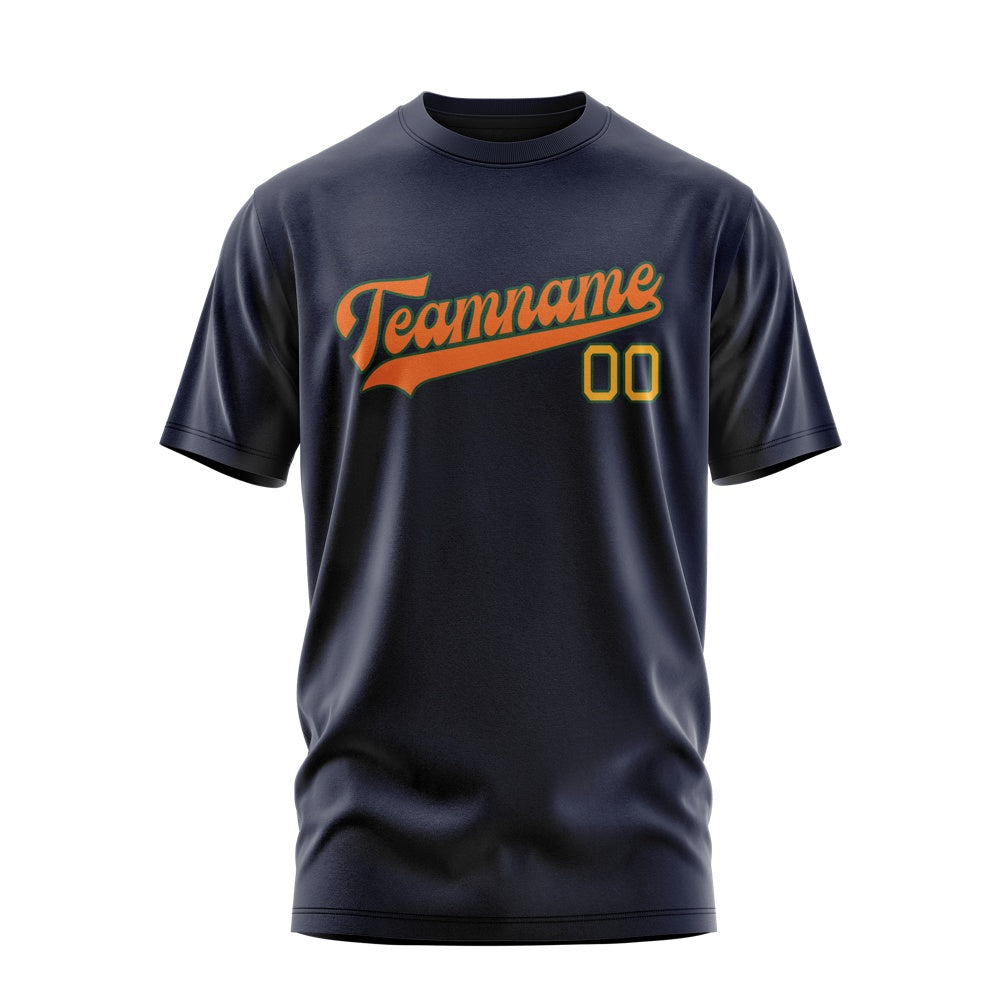 Custom Navy Orange T-Shirt