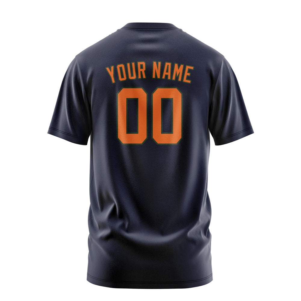 Custom Navy Orange T-Shirt