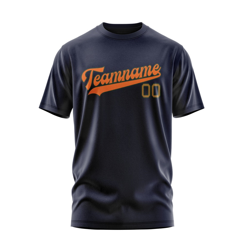 Custom Navy Orange T-Shirt