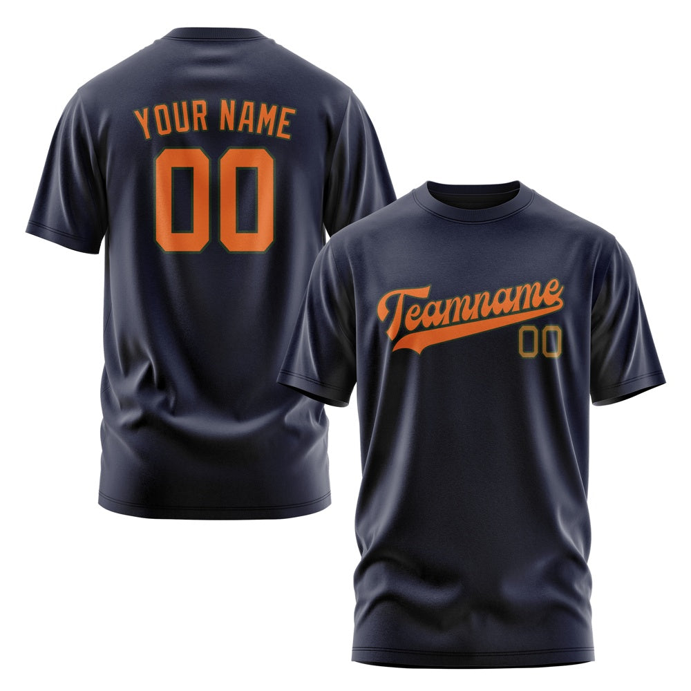 Custom Navy Orange T-Shirt
