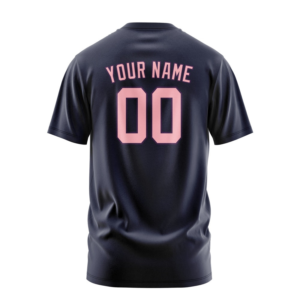 Custom Navy Light Pink T-Shirt