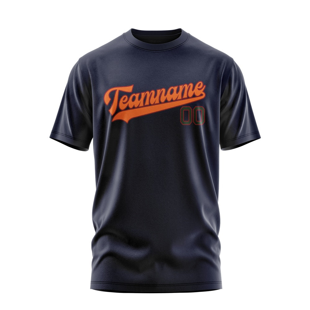 Custom Navy Orange T-Shirt