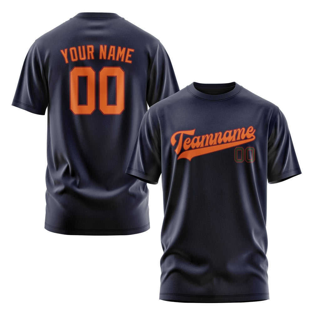Custom Navy Orange T-Shirt