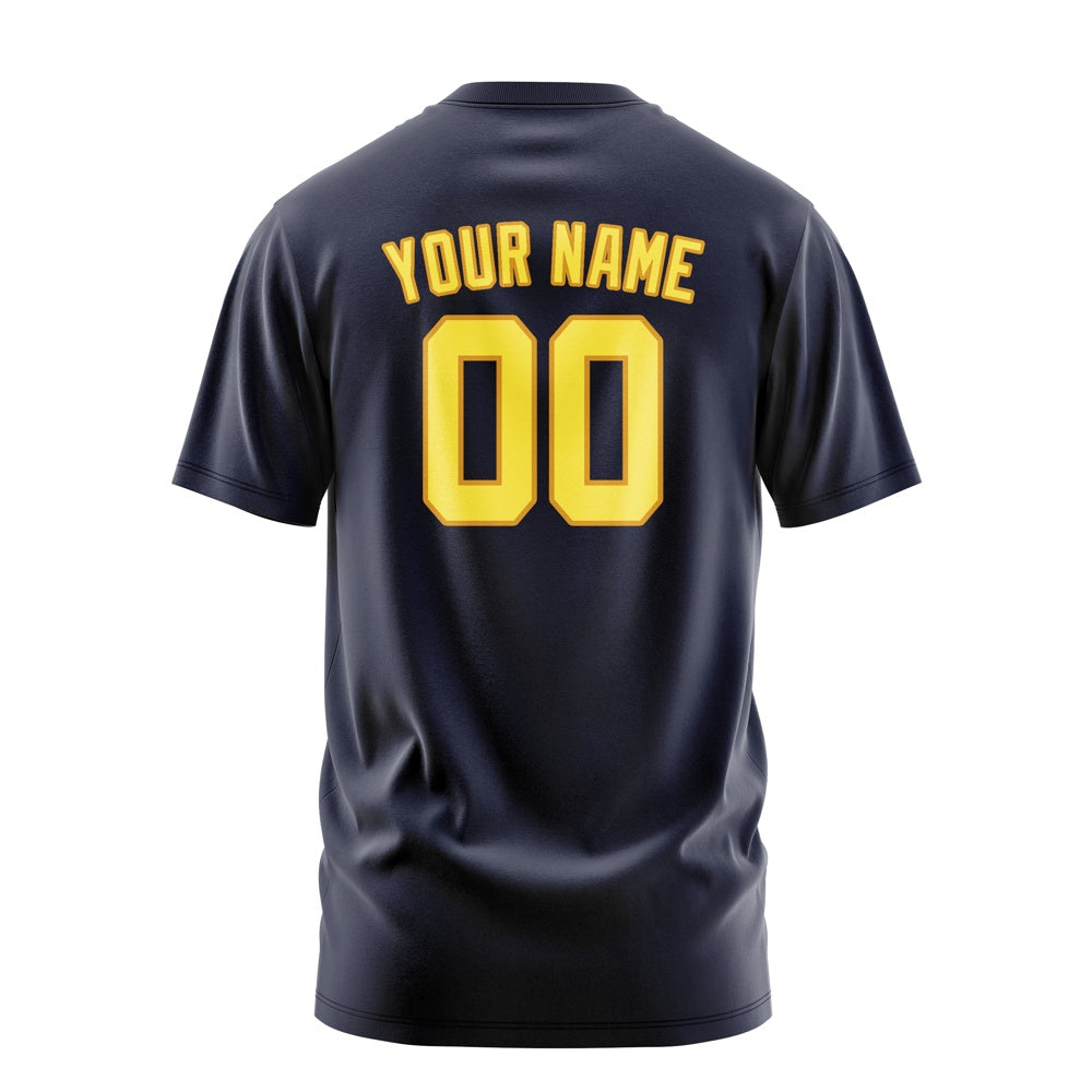 Custom Navy Light Yellow T-Shirt