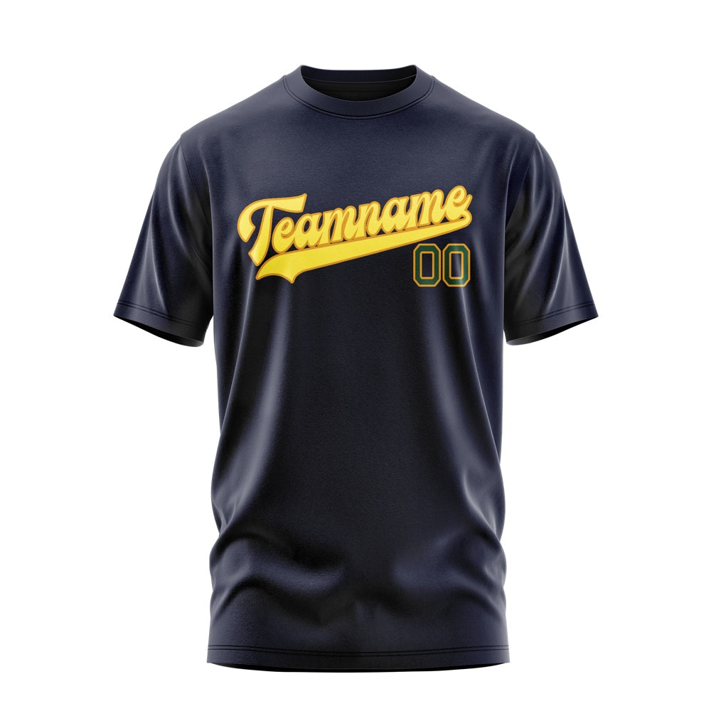 Custom Navy Light Yellow T-Shirt