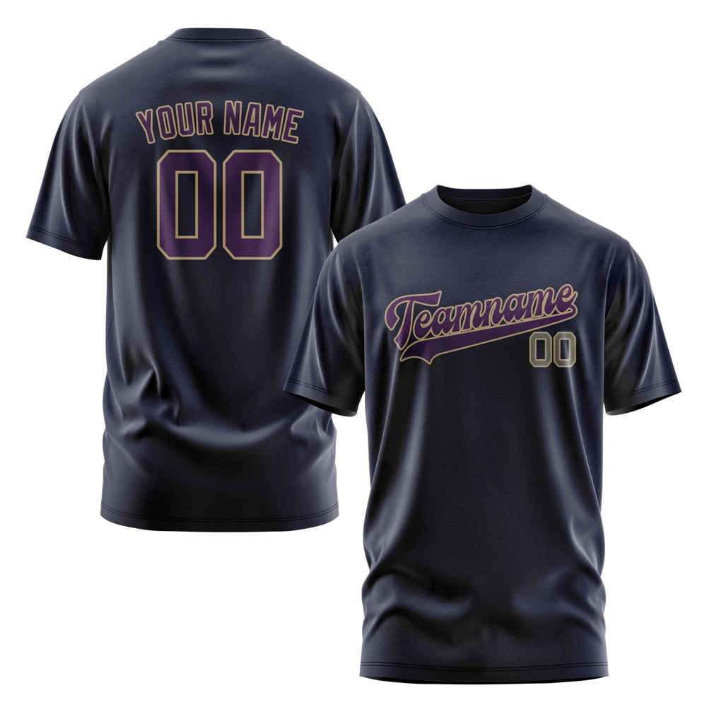 Custom Navy Purple T-Shirt