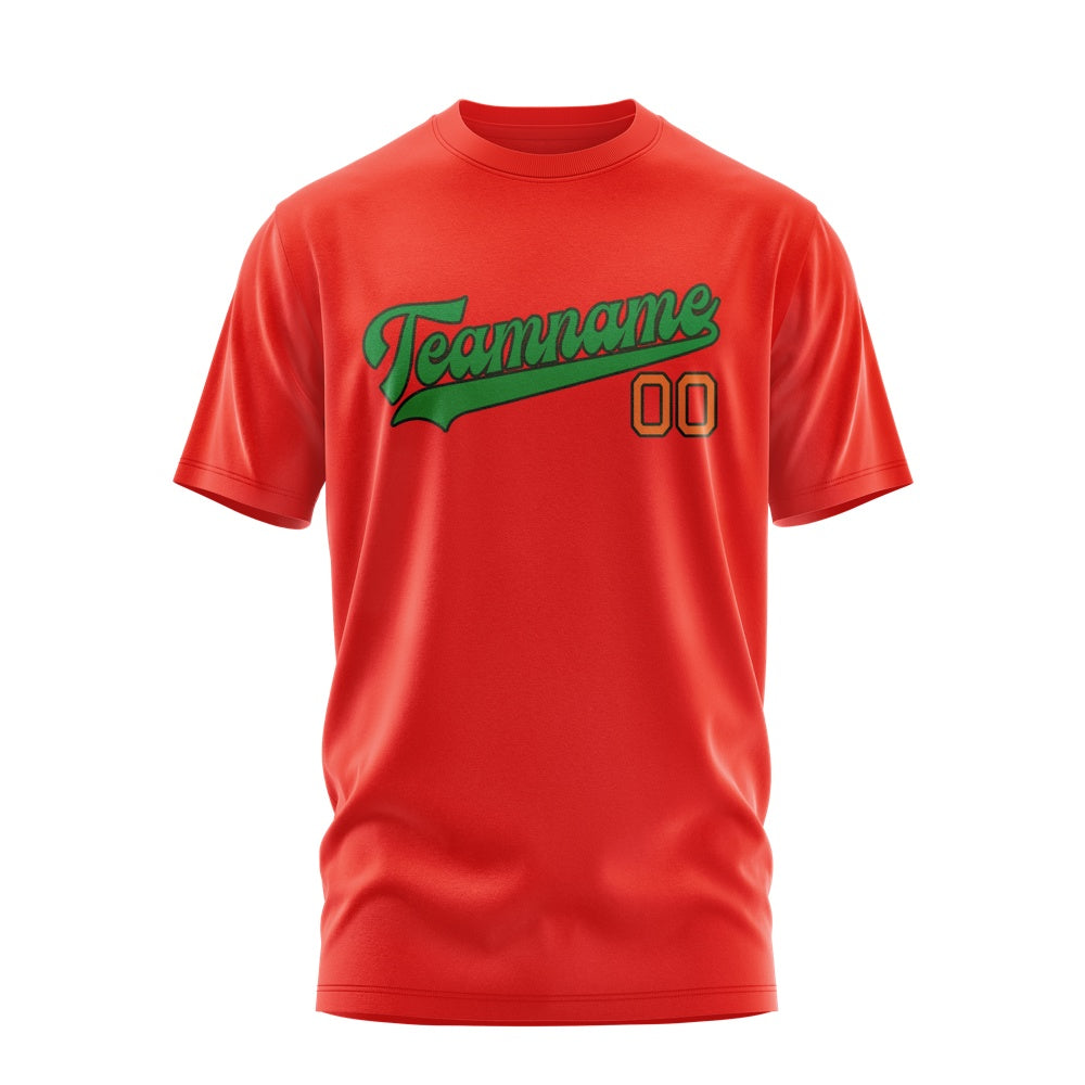 Custom Orange Red Emerald Green T-Shirt