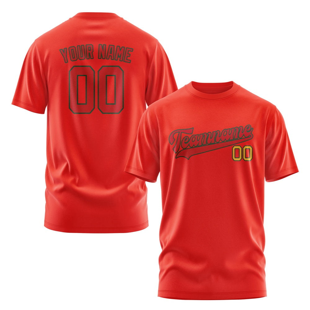 Custom Orange Red Red T-Shirt