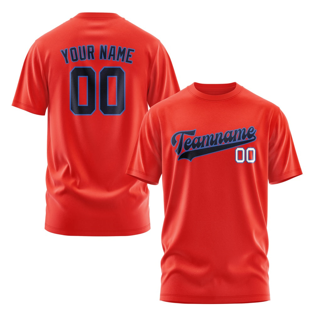 Custom Orange Red Navy T-Shirt