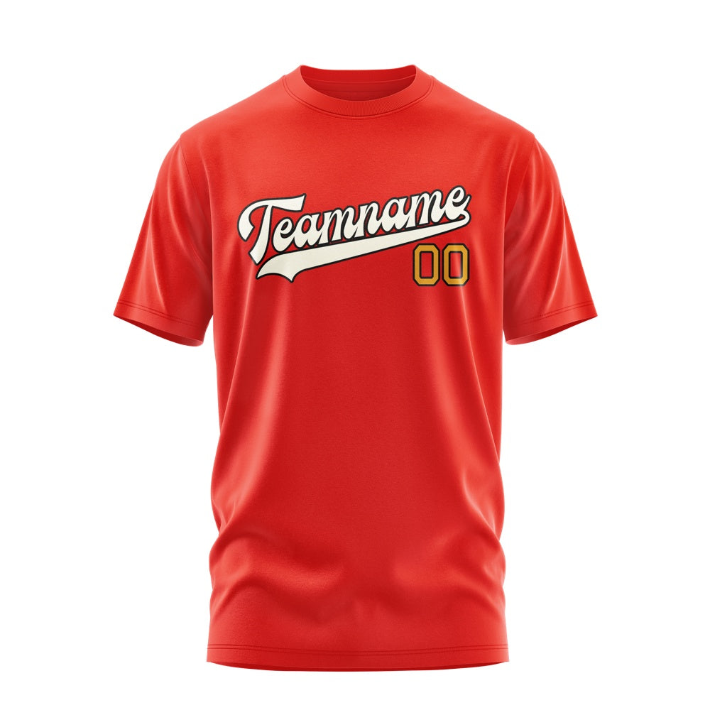 Custom Orange Red Cream T-Shirt