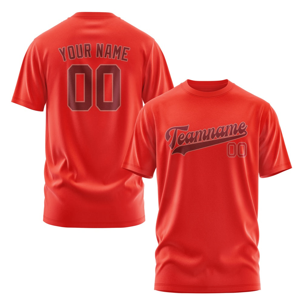 Custom Orange Red Crimson Red T-Shirt