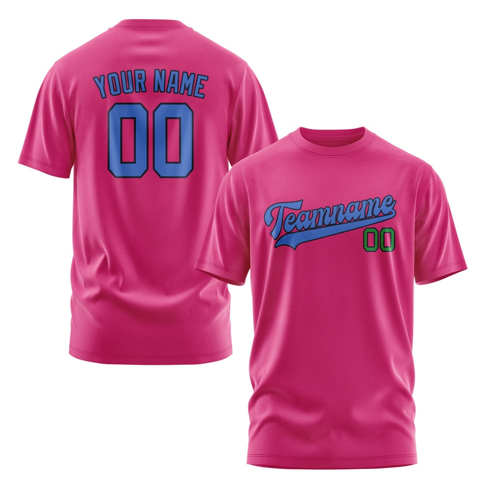 Custom Pink Sky Blue T-Shirt