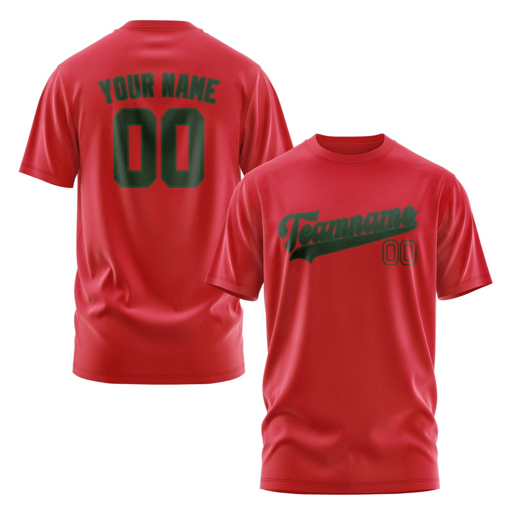 Custom Red Dark Green T-Shirt