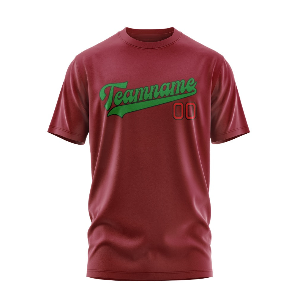 Custom Crimson Red Emerald Green T-Shirt