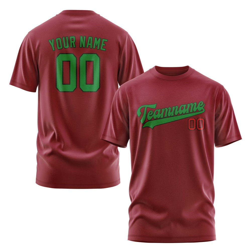 Custom Crimson Red Emerald Green T-Shirt