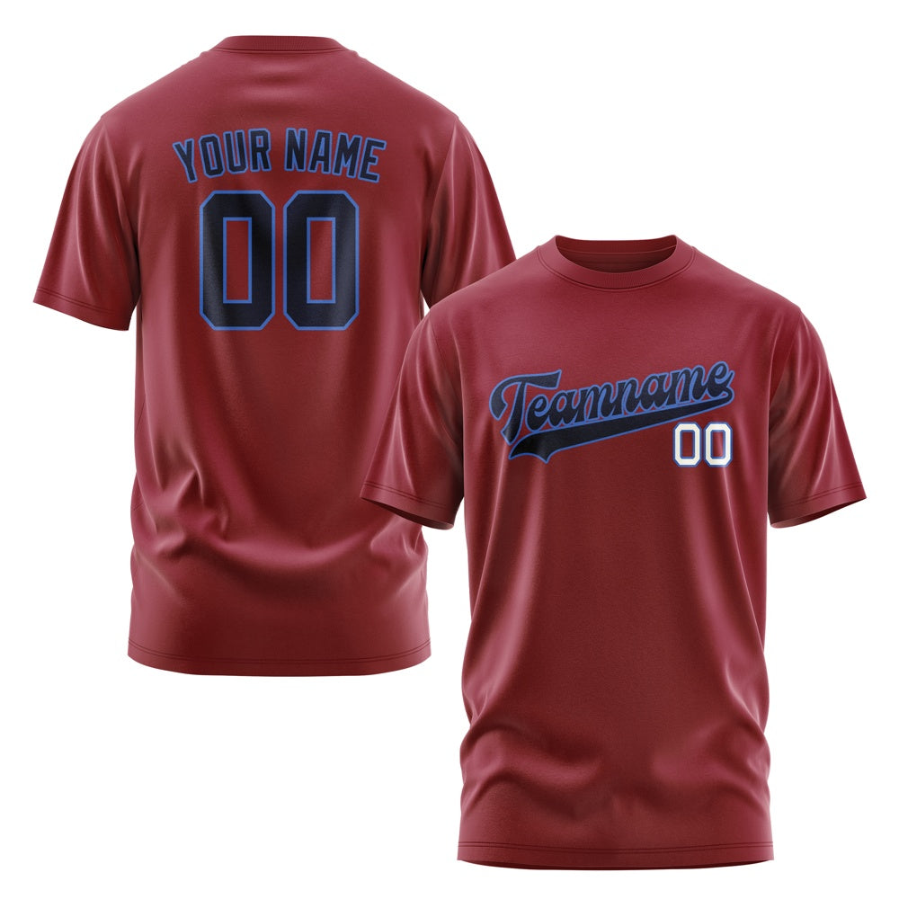 Custom Crimson Red Navy T-Shirt