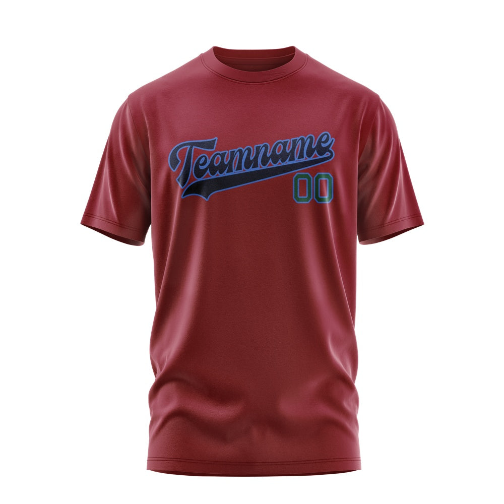 Custom Crimson Red Navy T-Shirt