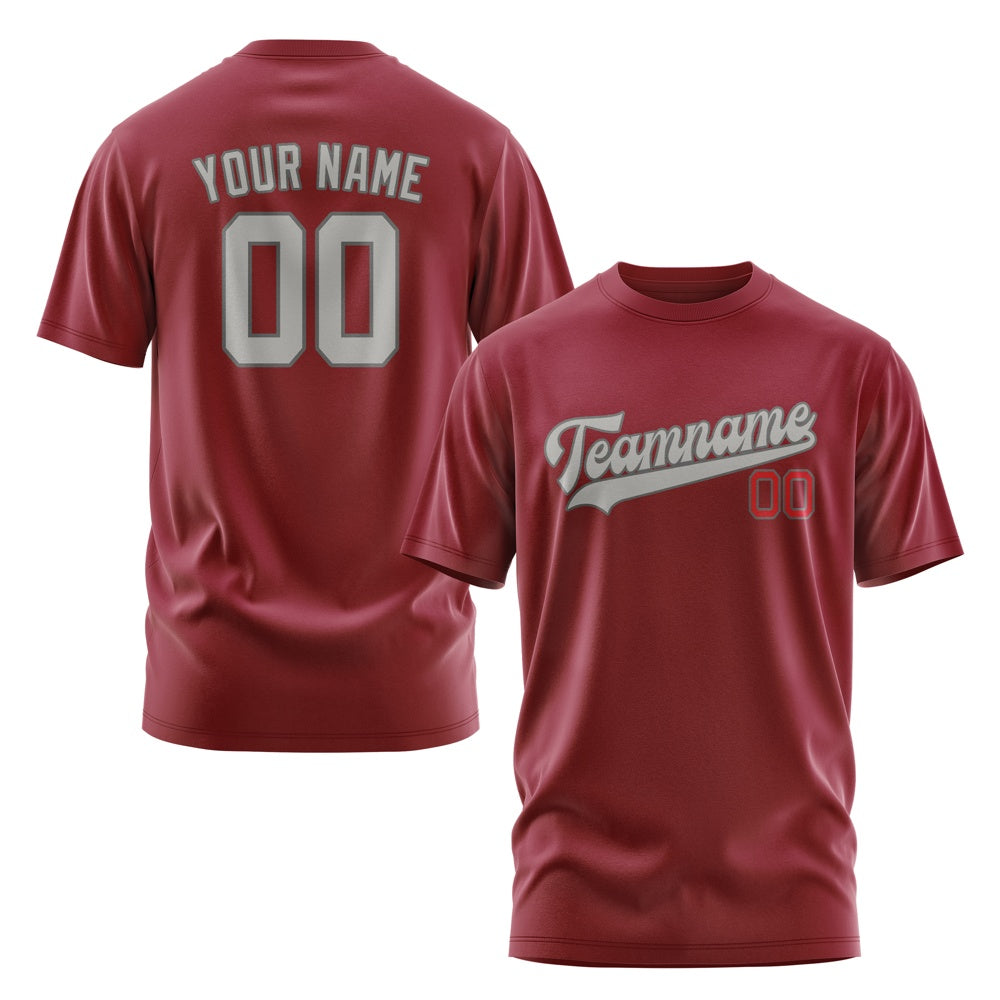 Custom Crimson Red Gray T-Shirt