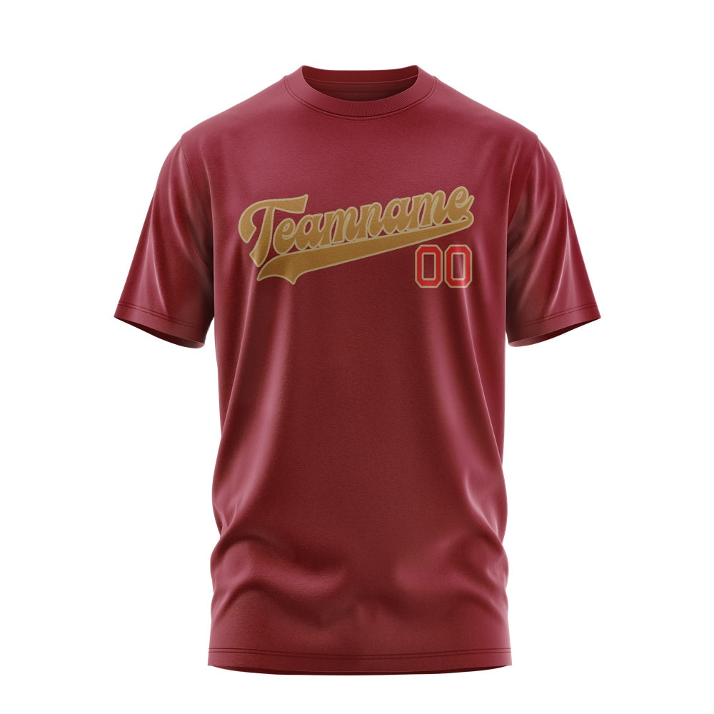 Custom Crimson Red Khaki T-Shirt