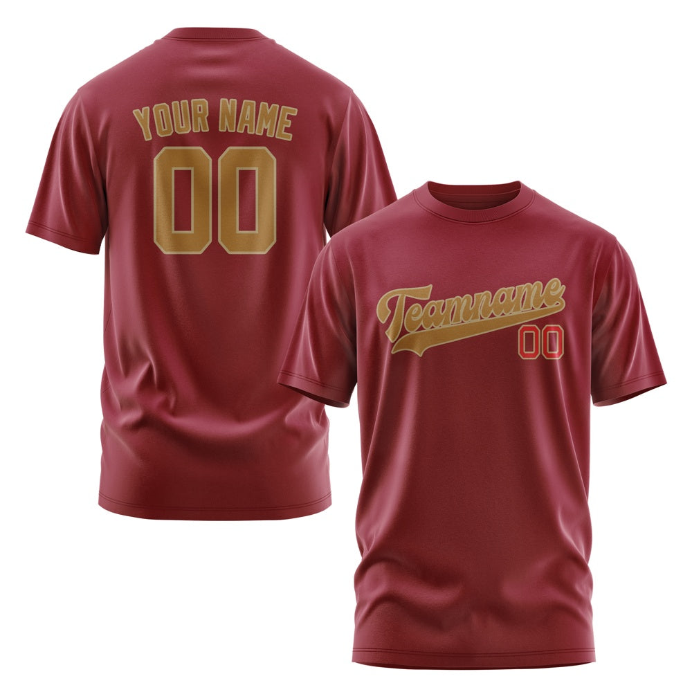 Custom Crimson Red Khaki T-Shirt