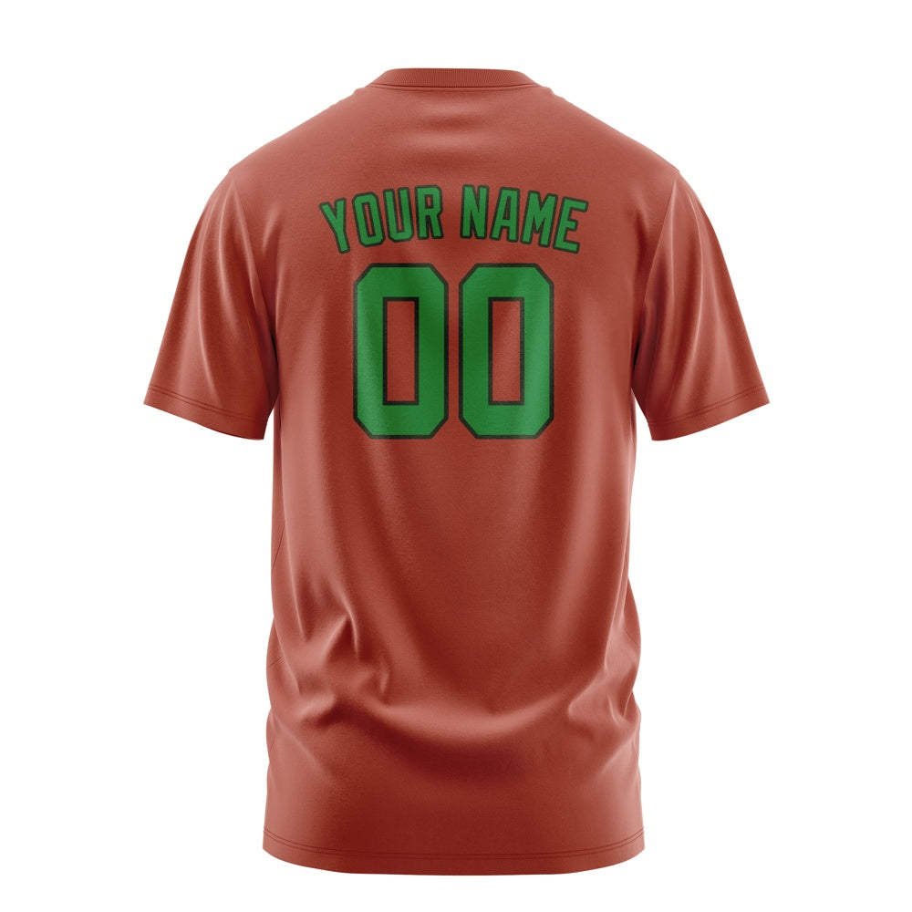 Custom Coral Red Emerald Green T-Shirt