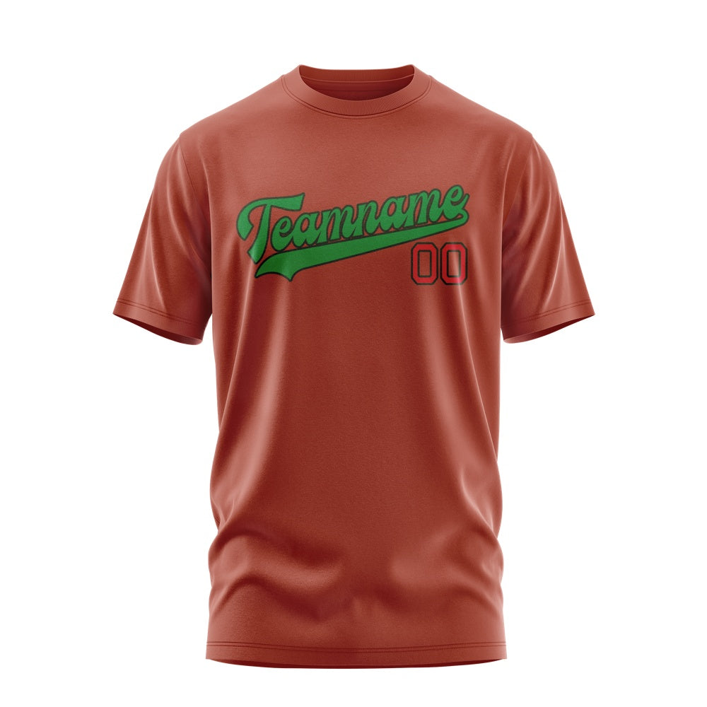 Custom Coral Red Emerald Green T-Shirt