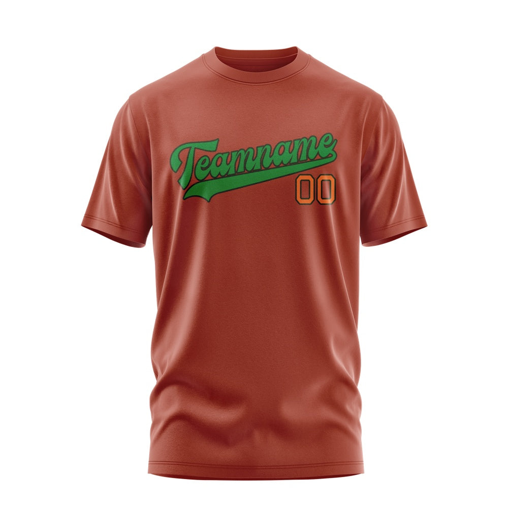 Custom Coral Red Emerald Green T-Shirt