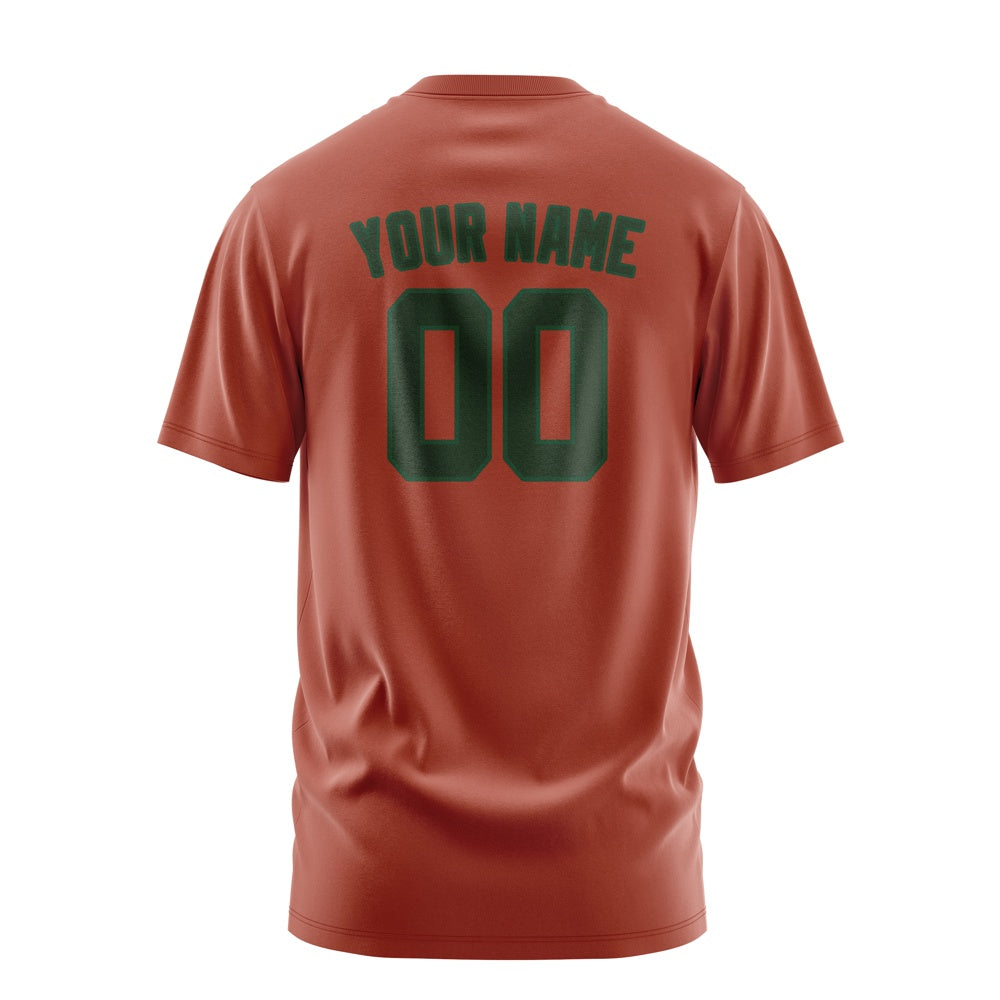 Custom Coral Red Dark Green T-Shirt