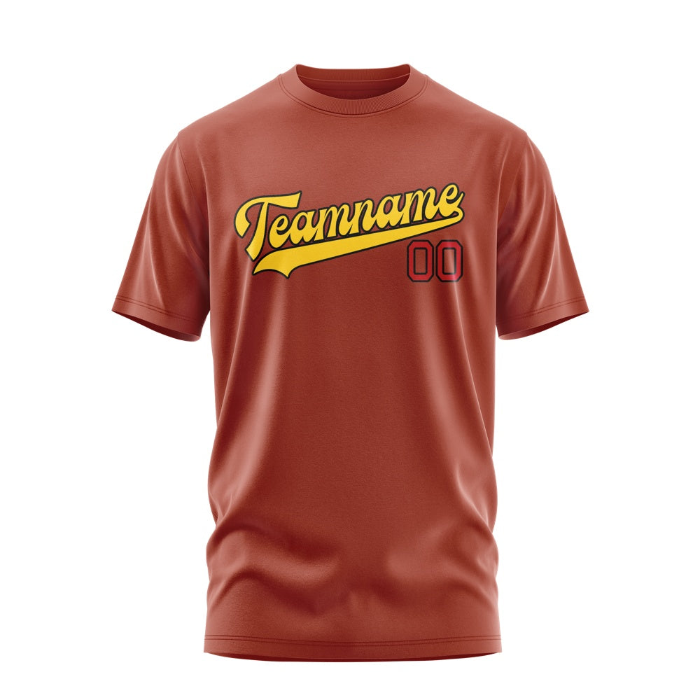 Custom Coral Red Gold T-Shirt