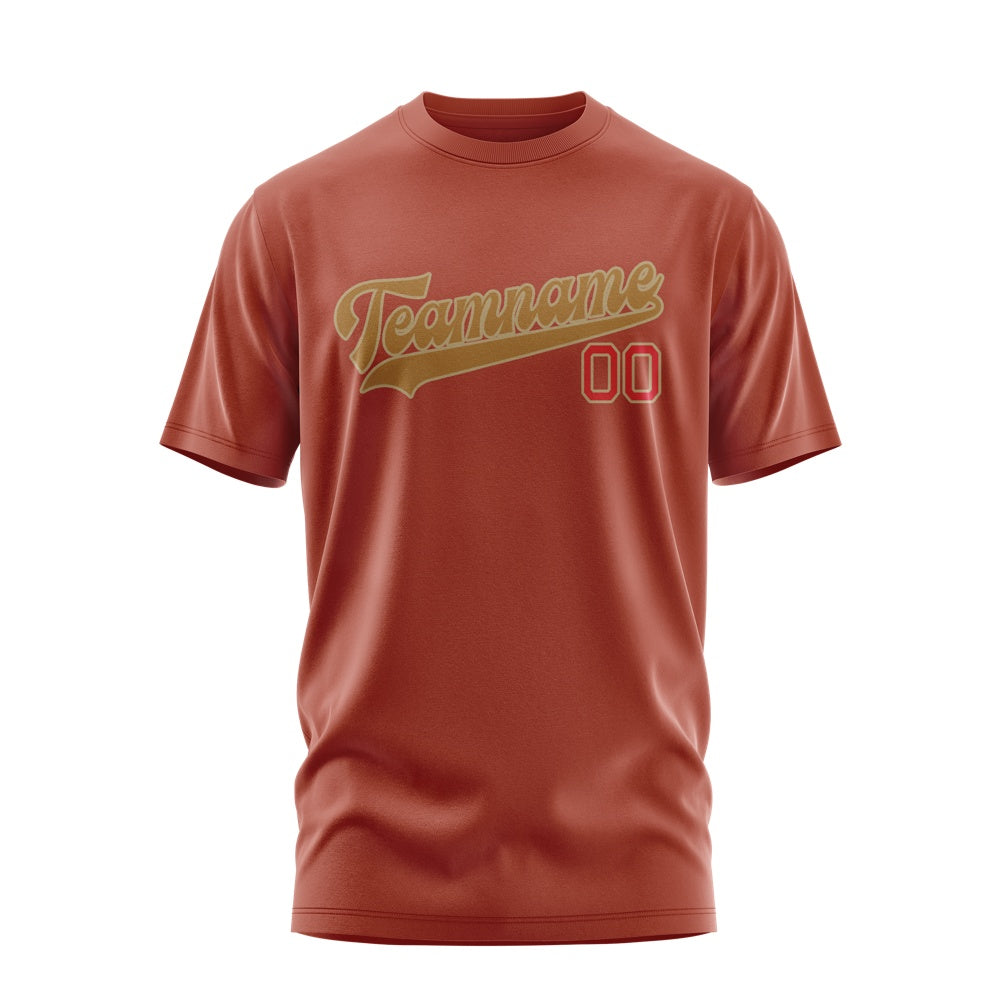 Custom Coral Red Khaki T-Shirt