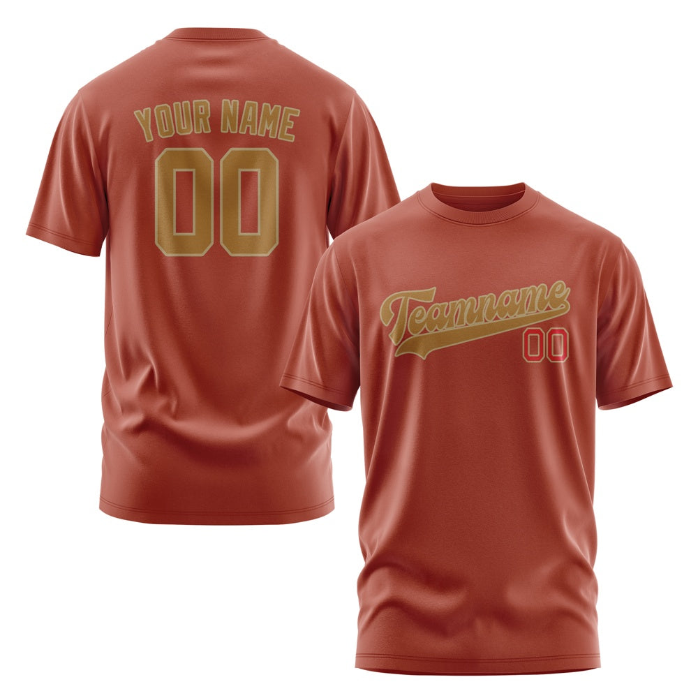Custom Coral Red Khaki T-Shirt