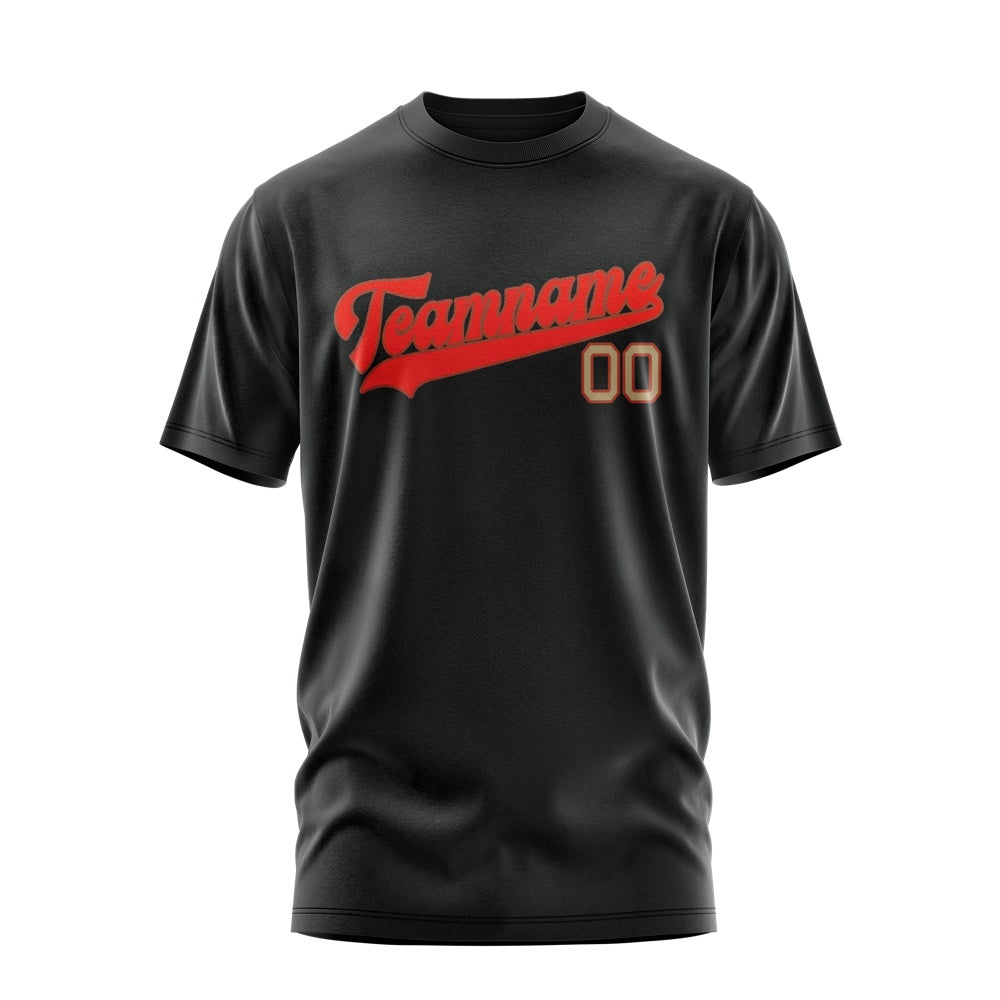 Custom Black Orange Red T-Shirt