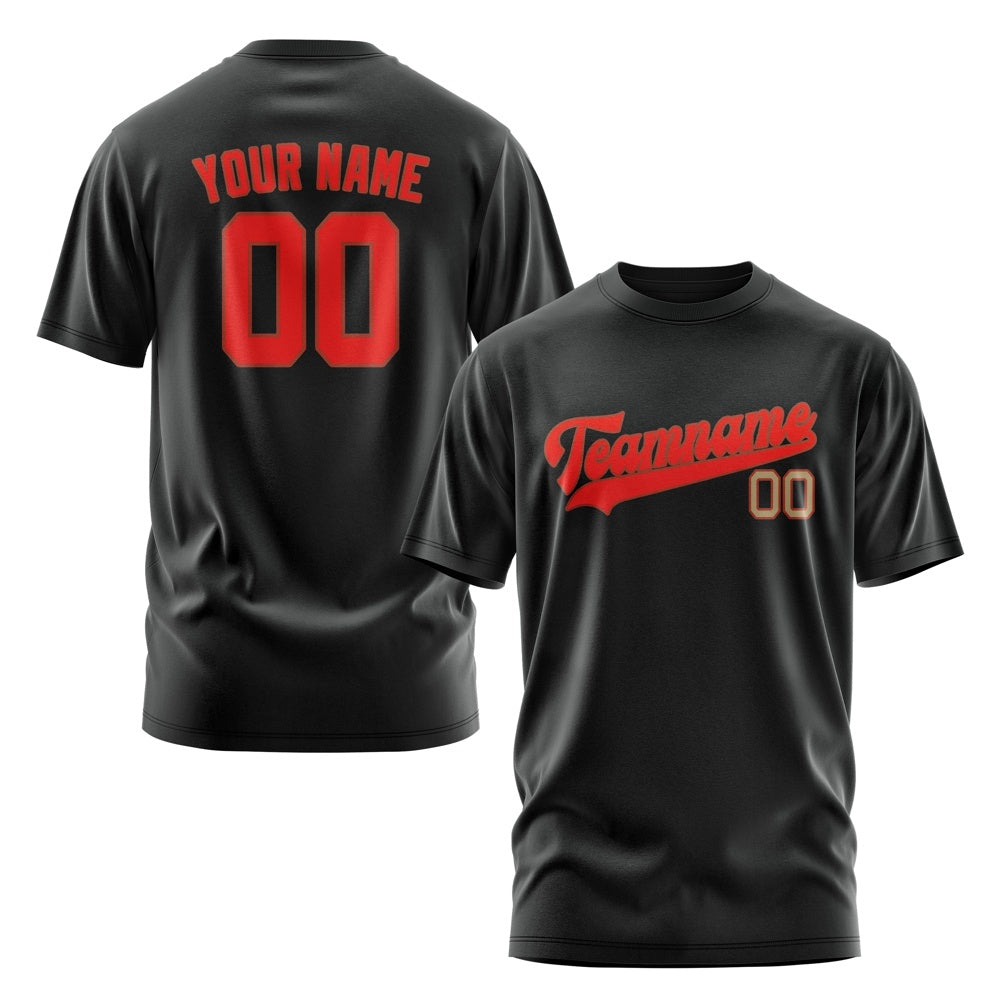 Custom Black Orange Red T-Shirt
