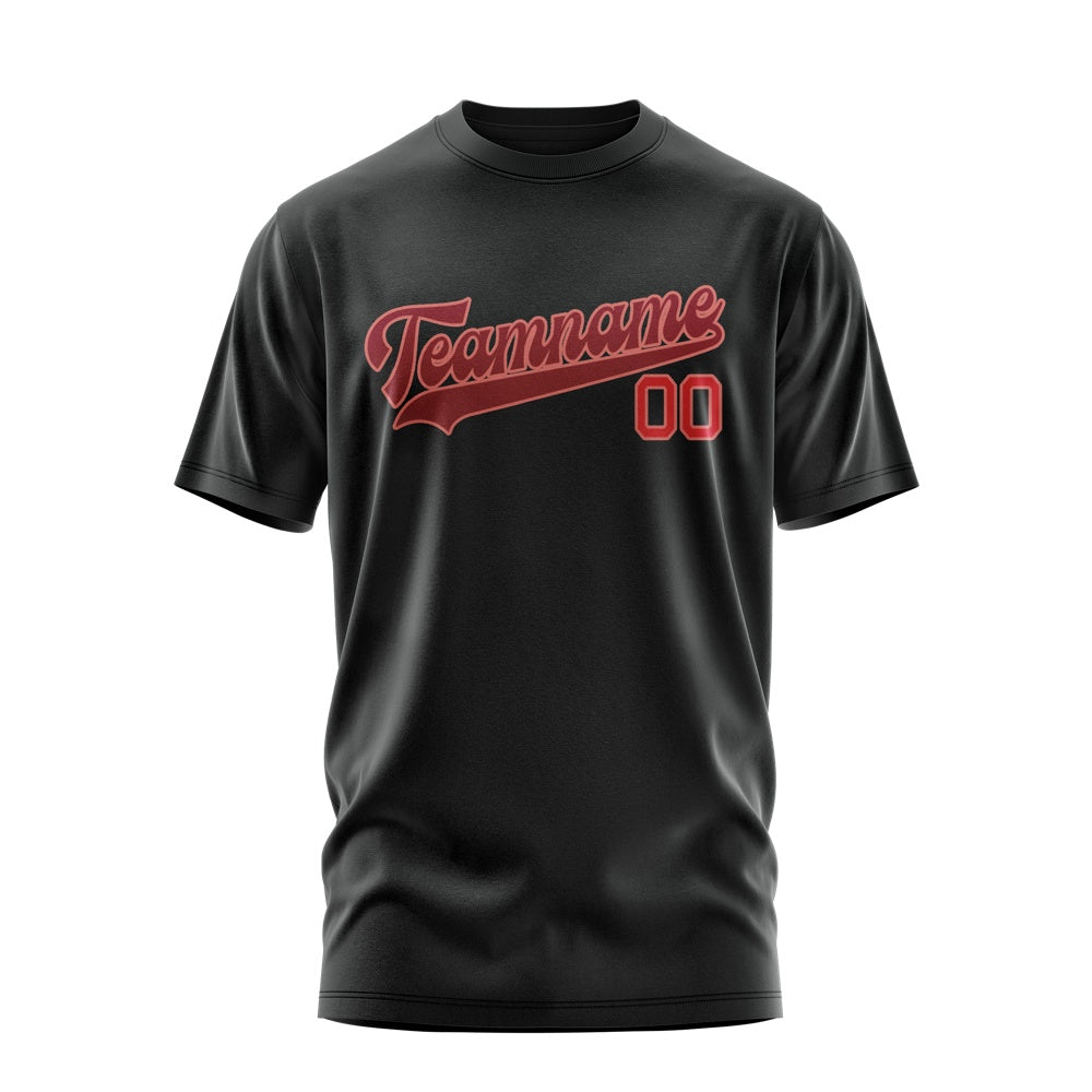 Custom Black Crimson Red T-Shirt