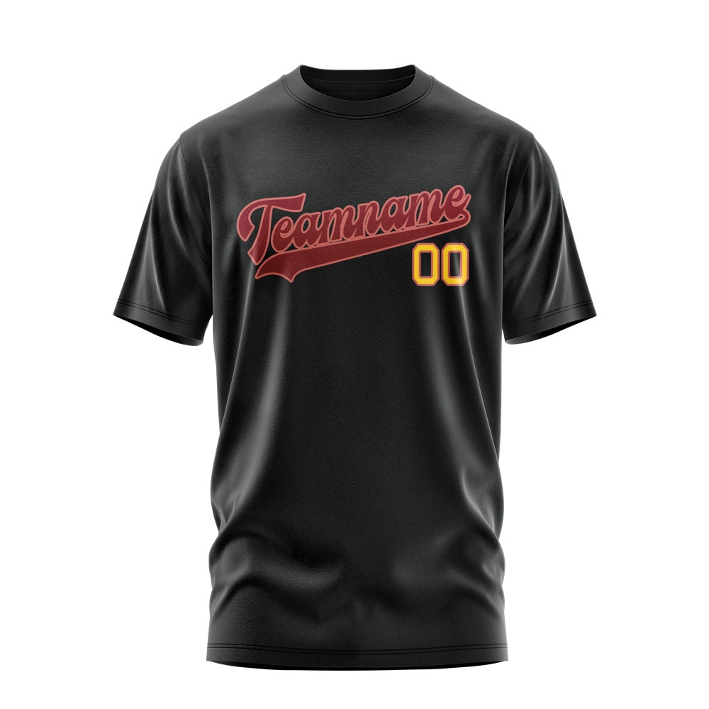 Custom Black Crimson Red T-Shirt