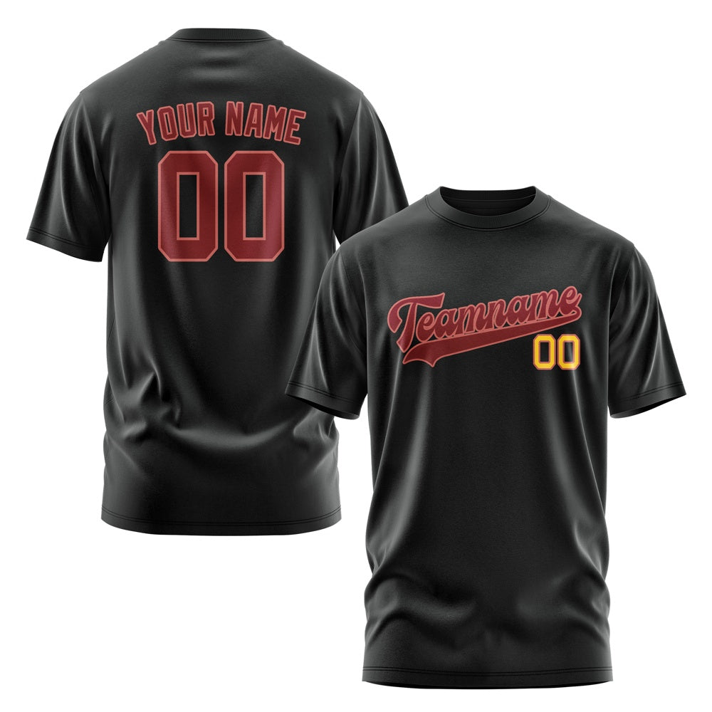 Custom Black Crimson Red T-Shirt
