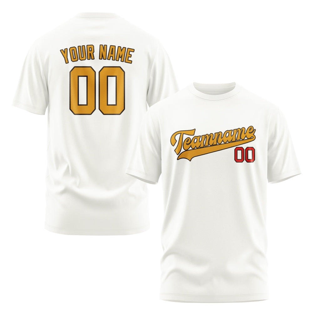 Custom White Yellow T-Shirt