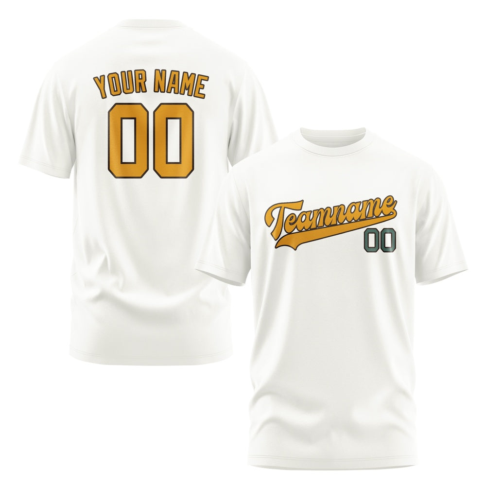 Custom White Yellow T-Shirt