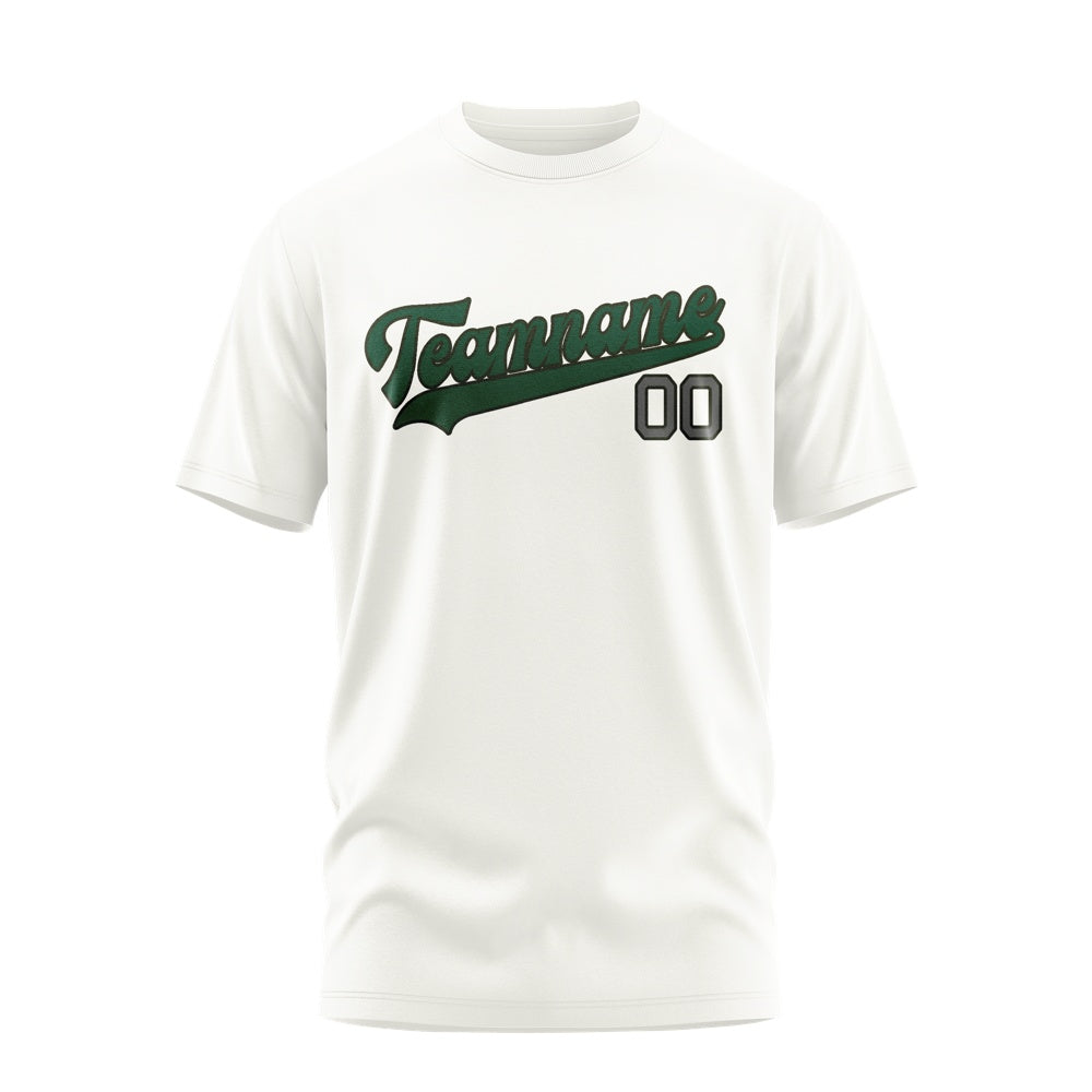 Custom White Green T-Shirt
