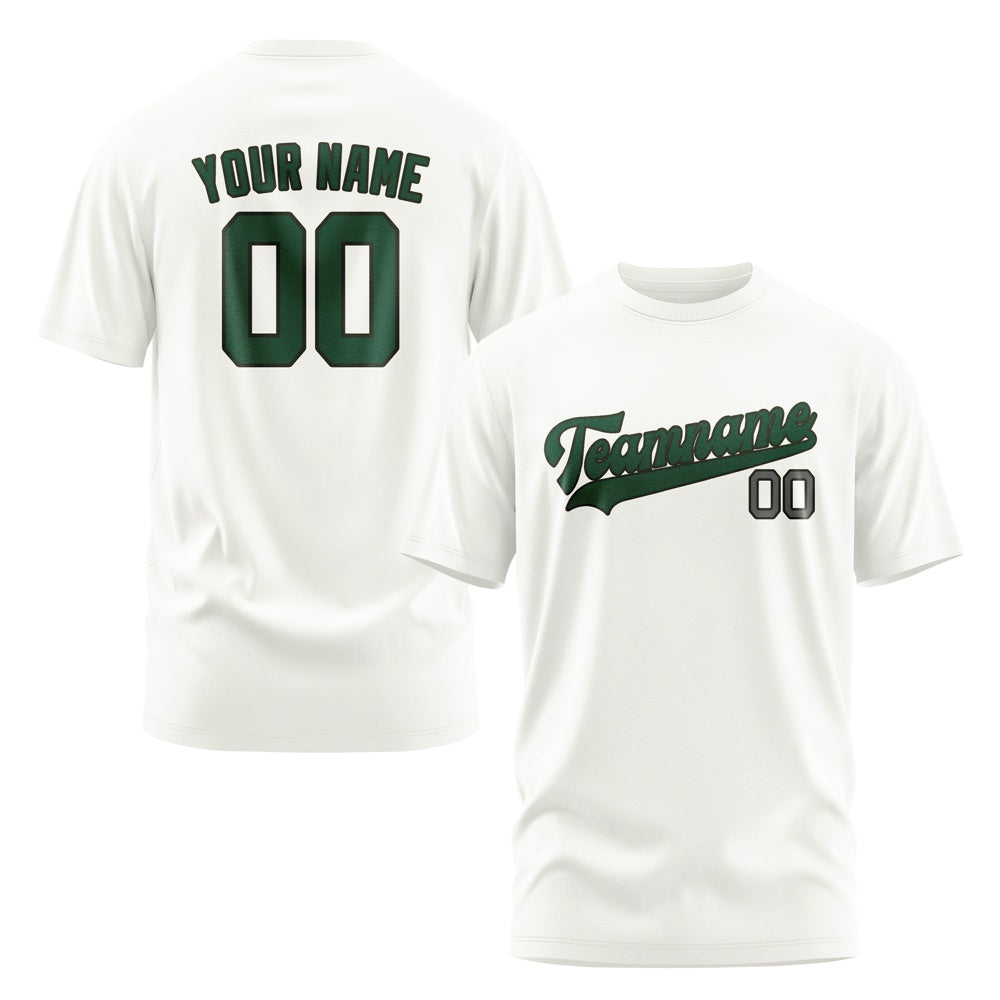 Custom White Green T-Shirt