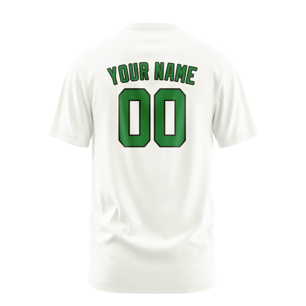 Custom White Emerald Green T-Shirt