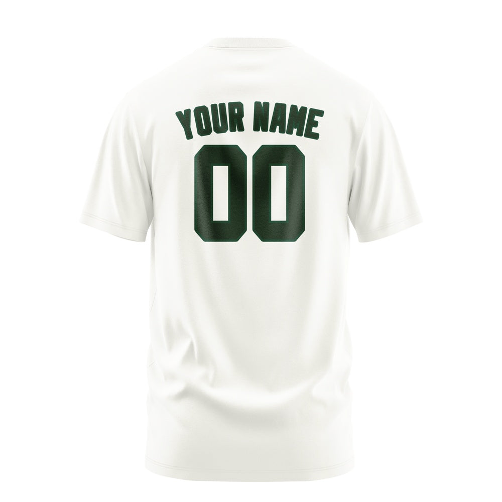 Custom White Dark Green T-Shirt