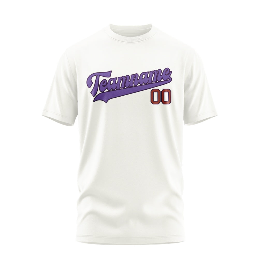 Custom White Light Purple T-Shirt