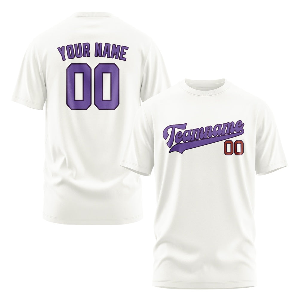 Custom White Light Purple T-Shirt