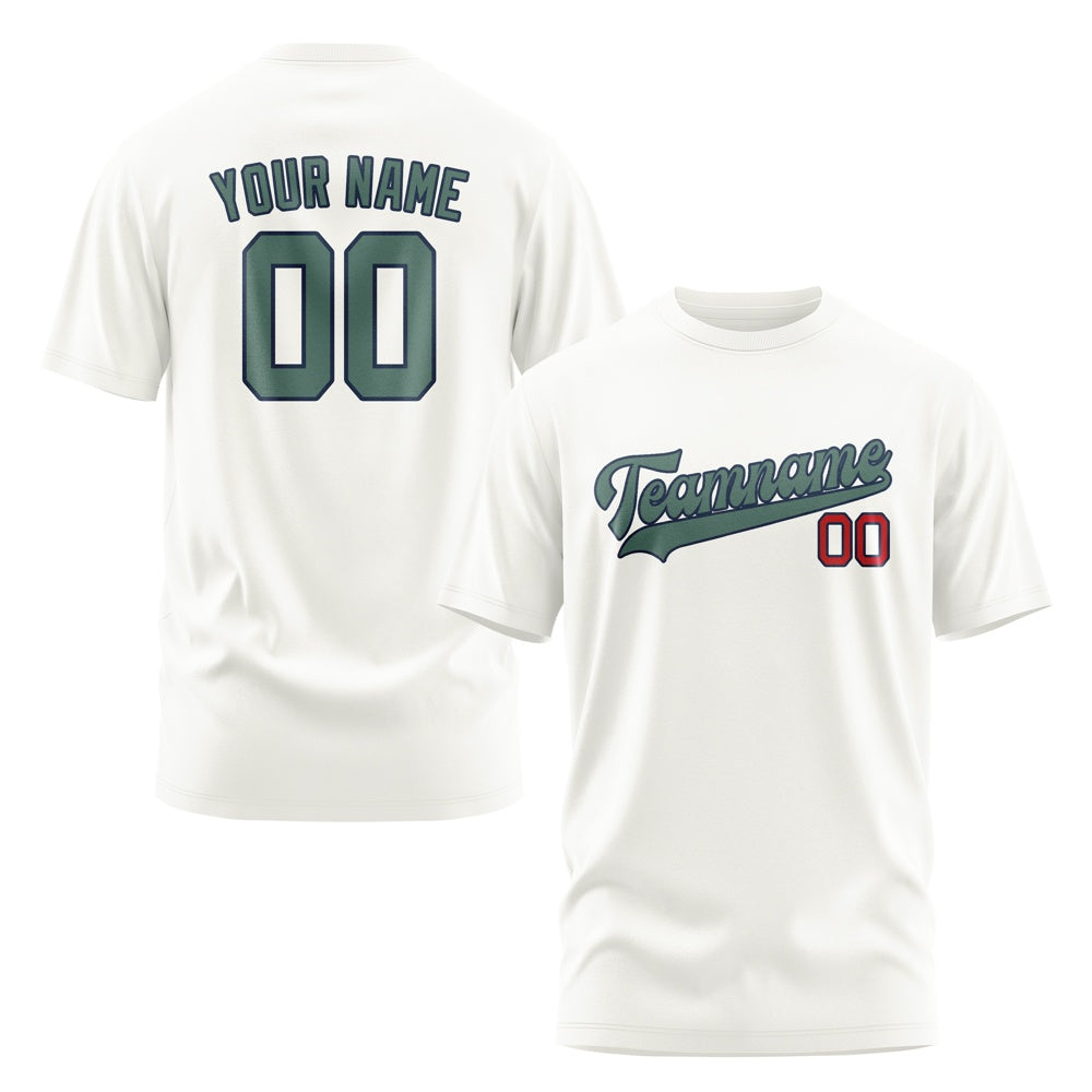 Custom White Blue Green T-Shirt