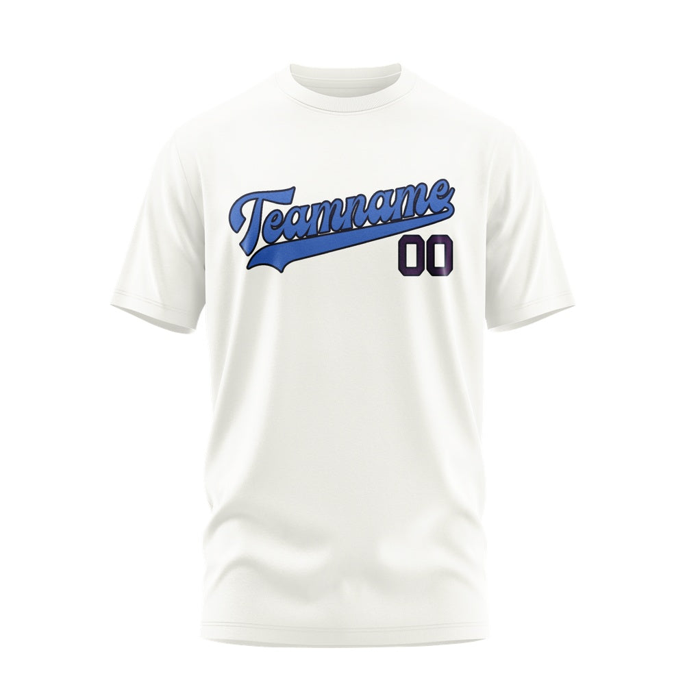 Custom White Sky Blue T-Shirt